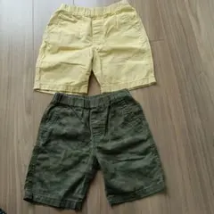 キッズ ハーフパンツ 2枚セット イエロー 迷彩柄