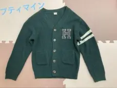 プティマイン 袖ラインニットカーディガンLL