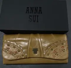 ANNA SUI 長財布 ブラウン スタッズ 刺繍 - メルカリ