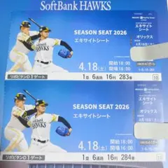 ソフトバンクホークス 2026年4月18日オリックス戦　ペアチケット