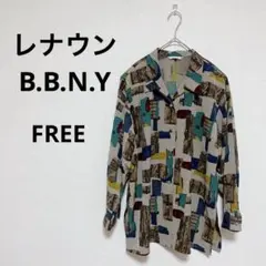 【レトロ・美品】レナウン B.B.N.Y 総柄シャツ ヴィンテージ アート柄 F