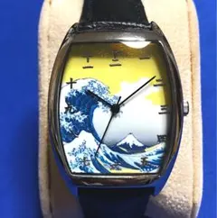 珍品！／ 葛飾北斎・富嶽三十六景「神奈川沖浪裏」／クォーツ・腕時計／ 稼働品