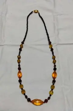 レトロ✧ビーズネックレス べっ甲色　ロング