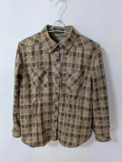 Leilian 長袖シャツ チェック柄 トップス 羽織り ウール シルク 11