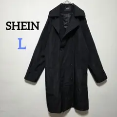 1535 シーイン トレンチコート ダブルブレスト シンプル【L】ブラック
