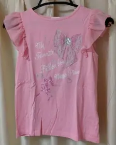 Mezzo Piano ピンク フリル袖 Tシャツ