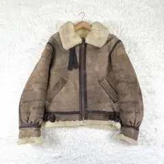 【希少色ベージュ】アヴィレックス B-3 リアルムートン フライトジャケット S 希少カラー AVIREX フライトジャケット B-3 アイボリー ベージュ