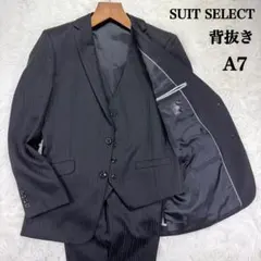【大きいサイズ】スーツセレクト スリーピーススーツ A7 ブラック ストライプのサムネイル