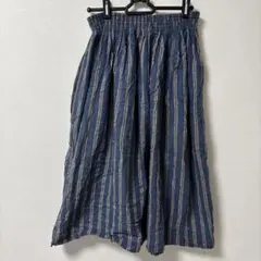 ブルー　ストライプ　フレアスカート　春服