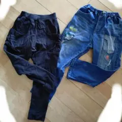 BREEZE　黒とデニムの長ズボンセット 130センチ