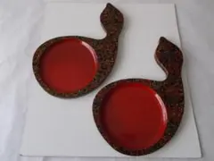 津軽塗　茶道具　花台　茶托　コースター 　2枚組　伝統工芸品　箱なし