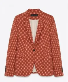 ZARA ドット柄テーラードジャケット レッド シングルボタン