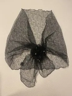 リングタイプ　ショール　人気　黒　ブラック　パーティー　お呼ばれ　ストール