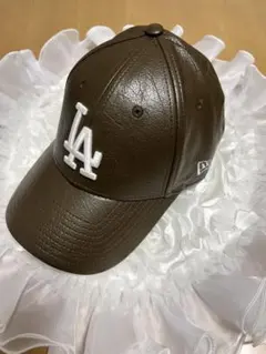 美品 NEW ERA レディース9FORTY キャップ LA レザーブラウン