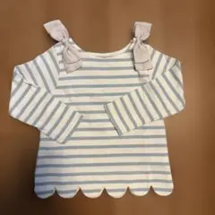 プティマイン ボーダースカラップ長袖カットソー