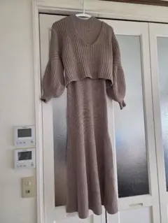 MERCURYDUO ニットスカートセットアップ ベージュ