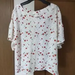 index花柄半袖トップス ホワイト