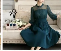 プールヴー　緑色　ドレス