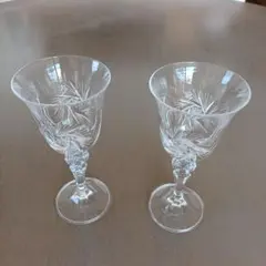 カットガラス ワイングラス 2個セット