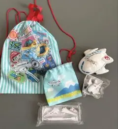 JAL ノベルティ 飛行機 キーホルダー おもちゃ 巾着 ナップサック 模型