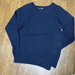 Jeune Garçon ネイビー Vネック長袖セーター