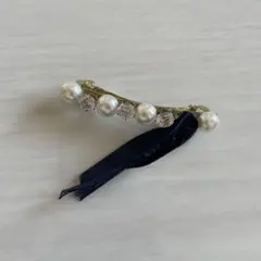 ゴールド リボン付きヘアピン