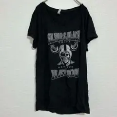 ヴィンテージ古着 VネックTシャツ スカルプリント 骸骨 ブラック JELLY