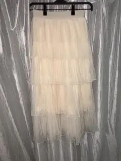 【新品・未使用】大人気フリルロングチュールスカート