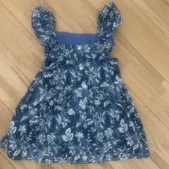 Gap kids 130 ネイビー 花柄 フリル袖 チュニック