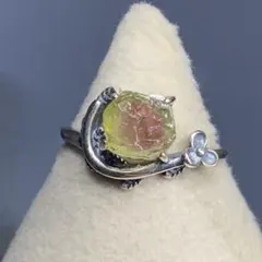 天然石リング　トルマリン　ピンク　グリーン　高透明　SV925刻印