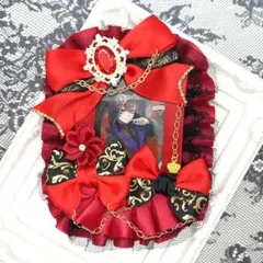 デコ硬質ケース デコトレカケース ロゼット硬質ケース ハンドメイド 赤 黒