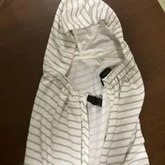 ベビーカー　抱っこ紐　夏　日虫除け　フード付き授乳ケープ 白とグレーのストライプ