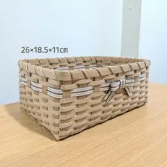 【No.18】バスケット　かご　小物入れ　クラフトバンド　ブラウンのサムネイル