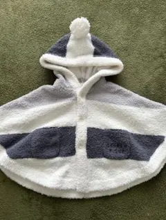 ベビーポンチョ・マント 70サイズ ホワイト・グレー