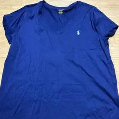 Polo Ralph Lauren ネイビー Vネック 半袖ポロシャツ L