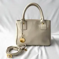 良品 ブルーレーベルクレストブリッジ 2way ハンドバッグ レザー アイボリー