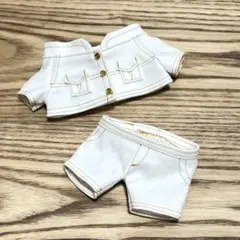 ホワイト　デニムジャケット＆パンツ　2点セット　　すのチル　big用セットアップ