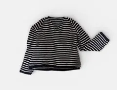 ユニクロ　綿100%　Vネックニット　セーター　ネイビーボーダー　XL LL