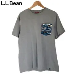 エルエルビーン　胸ポケット　半袖　カモフラ　グレー　Tシャツ　メンズ　丸首　M