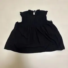 大人可愛い✨ レース使い ピンタック ノースリーブ ブラウス ブラック M