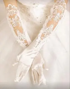 ホワイトレースウェディンググローブ