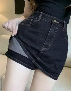 デニム ミニスカ タイトスカート ショートパンツ 韓国 インディゴ か
