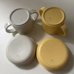 タックtak 4点セット キッズディッシュ ボウル コップ イエロー グレー