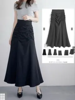 GRL ギャザーマーメイドスカート[ws34] Mサイズ ブラック