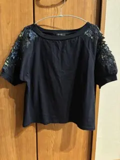 刺繍入りネイビー半袖Tシャツ Fサイズ　JEANASIS