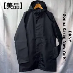 美品90s DKNY フーデットコーティングコート 黒ブラック XLヴィンテージ