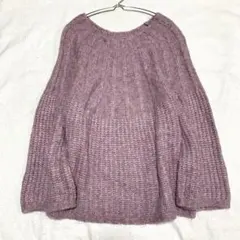 【エンネア】ニット 毛混 ミックス糸 ベルスリーブ バレリーナネック M