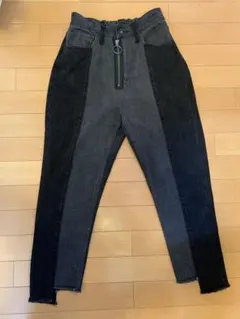 【JEANASIS】パッチワーク風ハイウエストデニム