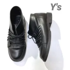 y's ワイズ／レザー　レースアップショートブーツ　編み上げ