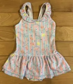 マカロン柄 水着 フリル付き　120cm